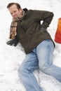 Man Slipping Over In Snowy Street