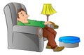 Man Slouching on a Lazy Chair or couch, illustration