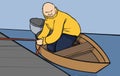 Man on small boat