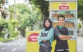 Man with small business food stall Royalty Free Stock Photo