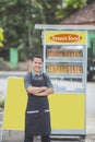 Man with small business food stall Royalty Free Stock Photo