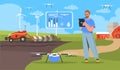 Man at smart farm vector concept