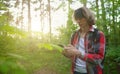 Man with smartphone lost Royalty Free Stock Photo