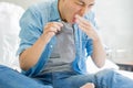 Man with smelly socks Royalty Free Stock Photo