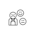 Man smile sadness happy icon. Element of consumer behavior line icon