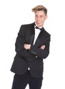 Man smiling in black tuxedo Royalty Free Stock Photo