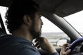 Man smoking driving Royalty Free Stock Photo