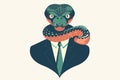 man with snake head in bussiness suit isolated illustration Royalty Free Stock Photo