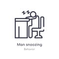 man snoozing outline icon. isolated line vector illustration from behavior collection. editable thin stroke man snoozing icon on