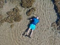 Man snorkeling in coral reef in tropical transparent sea Royalty Free Stock Photo