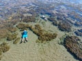 Man snorkeling in coral reef in tropical transparent sea Royalty Free Stock Photo