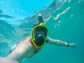 man with snorkeling mask underwater summer sea vacation Royalty Free Stock Photo