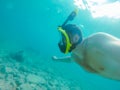 man with snorkeling mask underwater summer sea vacation Royalty Free Stock Photo