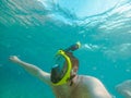 man with snorkeling mask underwater summer sea vacation Royalty Free Stock Photo