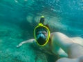 man with snorkeling mask underwater summer sea vacation Royalty Free Stock Photo