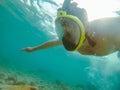 man with snorkeling mask underwater summer sea vacation Royalty Free Stock Photo