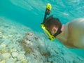 man with snorkeling mask underwater summer sea vacation Royalty Free Stock Photo