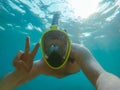 man with snorkeling mask underwater summer sea vacation Royalty Free Stock Photo