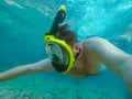 man with snorkeling mask underwater summer sea vacation Royalty Free Stock Photo