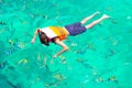 Man snorkeling at tropical sea Royalty Free Stock Photo