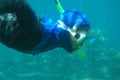 A man snorkeling underwater