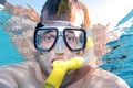 Man snorkelling in a swimming pool Royalty Free Stock Photo