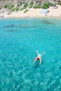 Man snorkels from Tsambika beach RHODES, GREECE Royalty Free Stock Photo