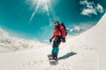 Man snowboarder freeriding at off-piste ski slope. Royalty Free Stock Photo