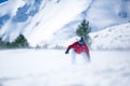 Man snowboarding down hill Royalty Free Stock Photo