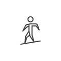 Man snowboarding line icon