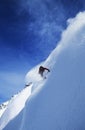 Man Snowboarding On Steep Slope