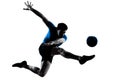 Man soccer football player flying kicking