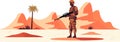 man soldier in desert isolated vector style illustration