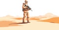 man soldier in desert isolated vector style illustration