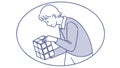 Man Solving Rubik\'s Cube for Problem-Solving & Mental Challenge, vector design Generative AI Royalty Free Stock Photo