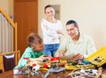 Man with son doing something with the working tools Royalty Free Stock Photo