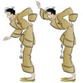 Man with a sore back. Person has sciatica. Illustration for internet and mobile website