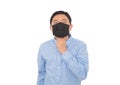 A man with a sore throat wearing a mask Royalty Free Stock Photo