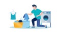 Man Sorting Laundry, Preparing Clothes for Washing, vector design Generative AI Royalty Free Stock Photo