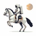 man in spacesuit riding horse vector flat isolated illustration Royalty Free Stock Photo