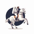 man in spacesuit riding horse vector flat isolated illustration Royalty Free Stock Photo