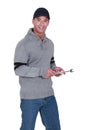 Man with spanners Royalty Free Stock Photo