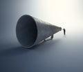 Man speaking through a vintage megaphone Royalty Free Stock Photo