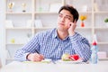 The man on special diet programm to lose weight Royalty Free Stock Photo