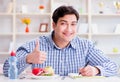 Man on special diet programm to lose weight Royalty Free Stock Photo