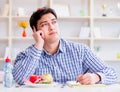 Man on special diet programm to lose weight Royalty Free Stock Photo