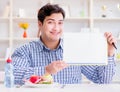 Man on special diet programm to lose weight Royalty Free Stock Photo