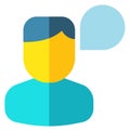 Man with speech bubble flat icon. Communication symbol Royalty Free Stock Photo
