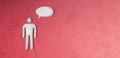 Man with speech bubble on red concrete background 3d render Royalty Free Stock Photo