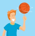 Man spinning basketball on his finger